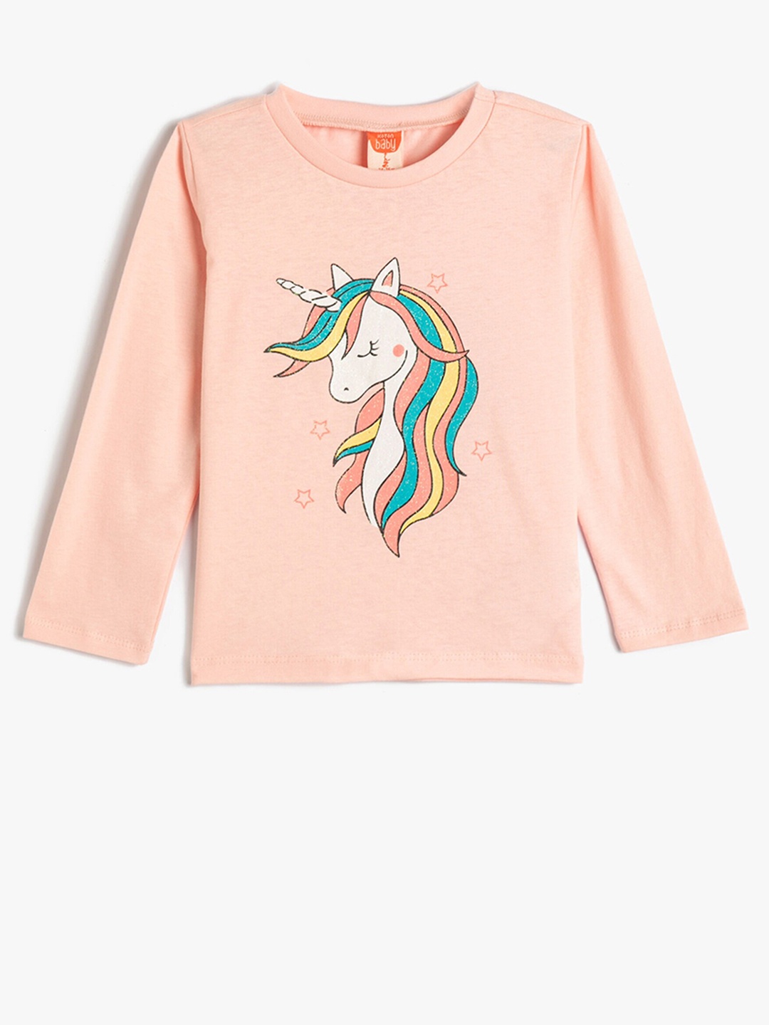 

Koton Girls Graphic Printed Pure Cotton T-shirt, Pink