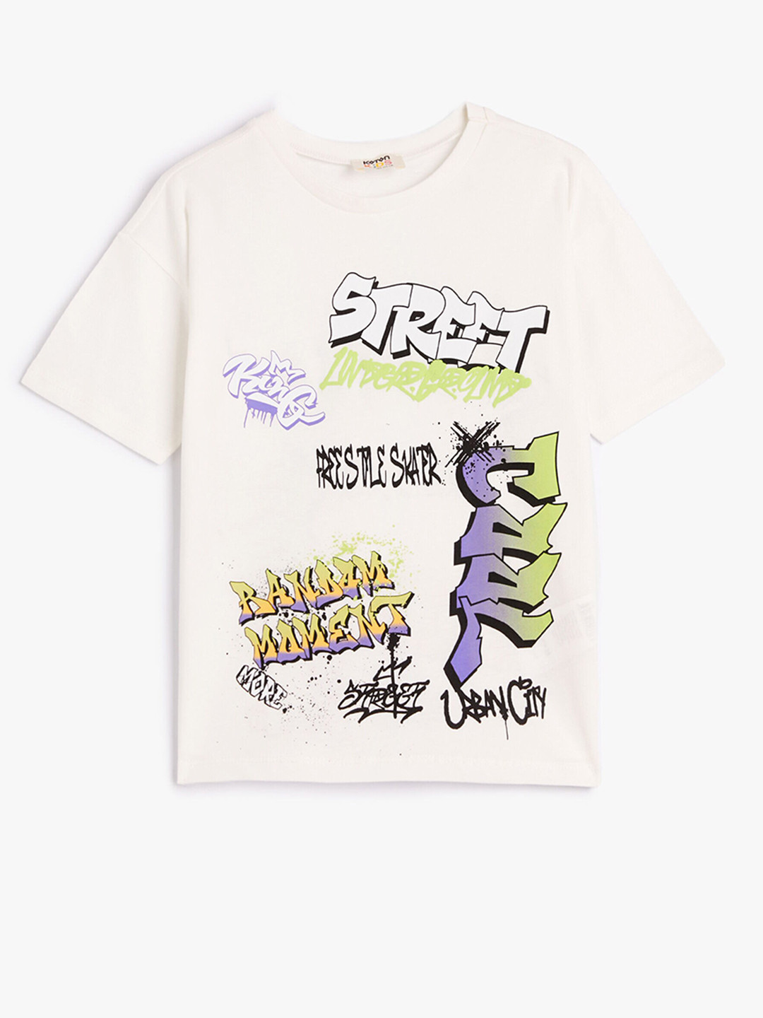 

Koton Boys Graphic Printed Pure Cotton T-shirt, Beige