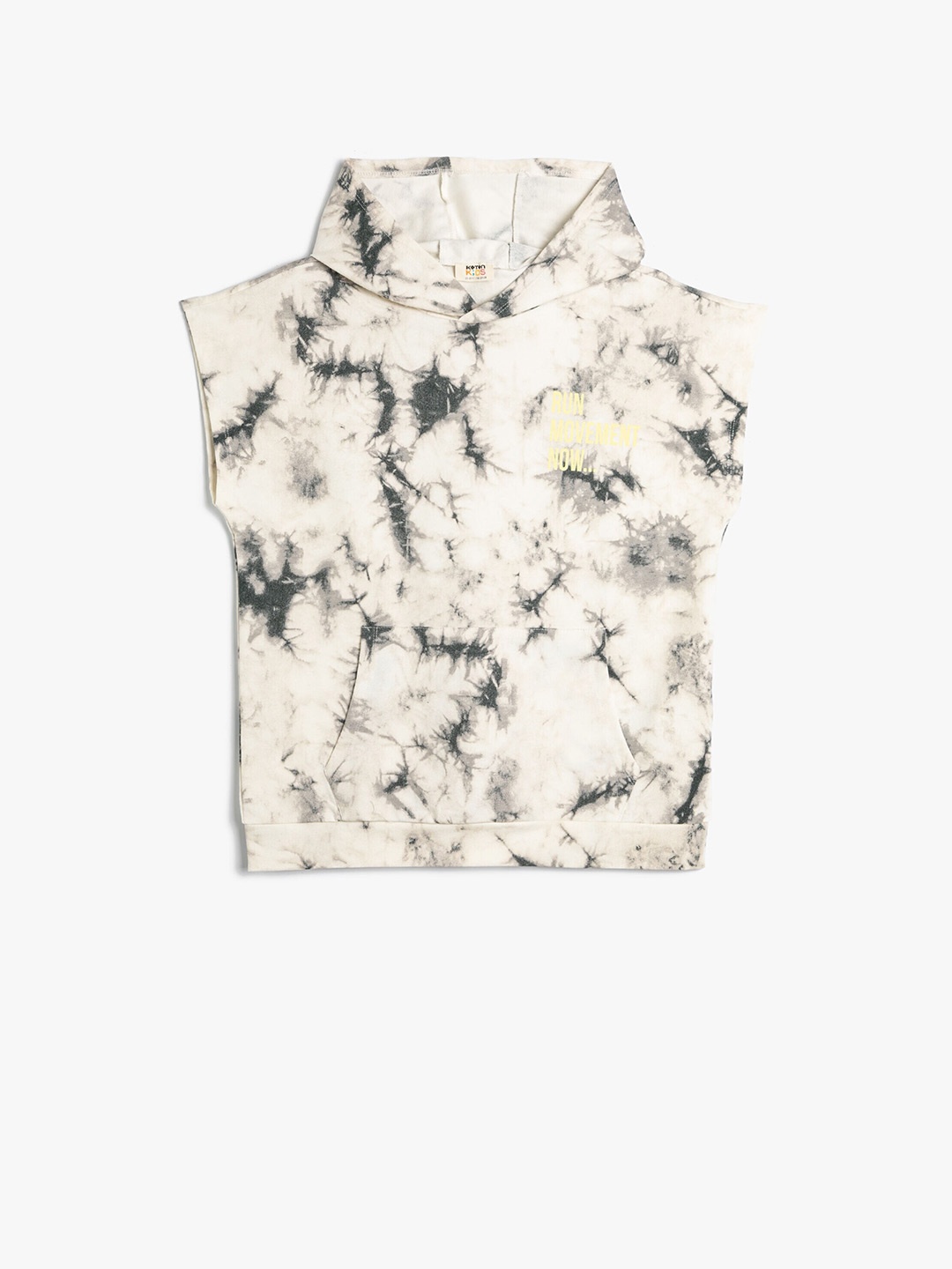 

Koton Boys Abstract Printed Extended Sleeves Cotton Hooded T-shirt, Grey