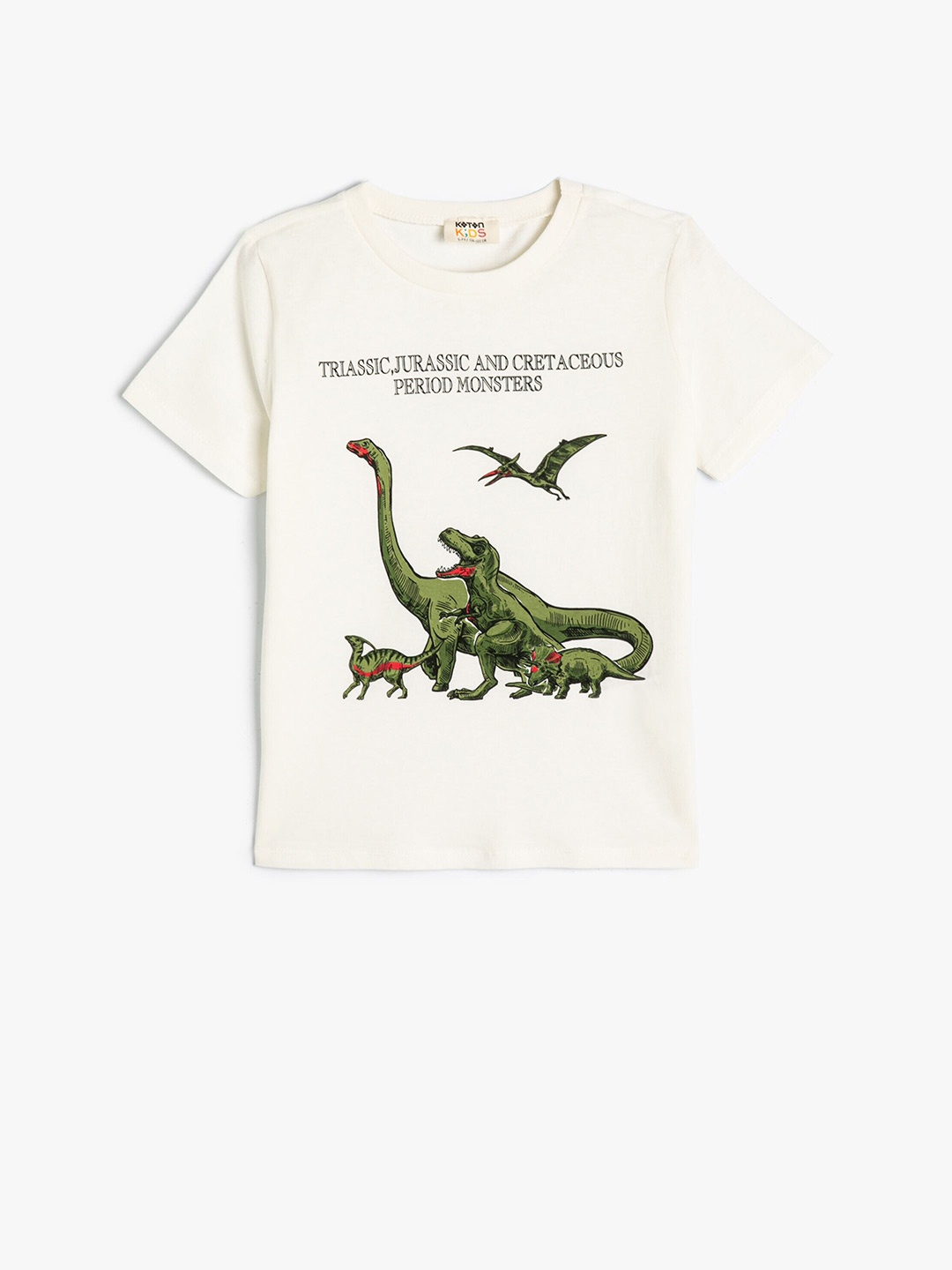 

Koton Boys Graphic Printed Round Neck Cotton T-shirt, Beige