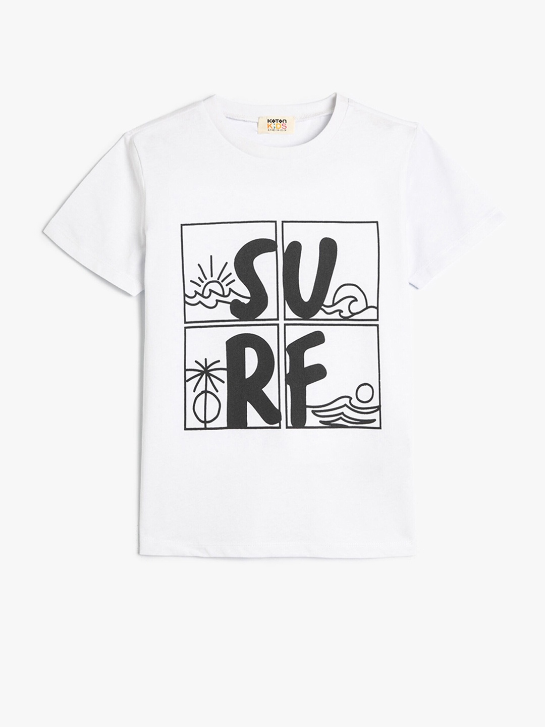 

Koton Boys Typography Printed Pure Cotton T-shirt, White