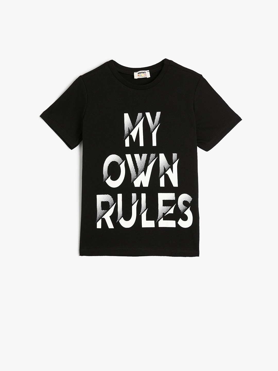 

Koton Boys Typography Printed Short Sleeves T-shirt, Black