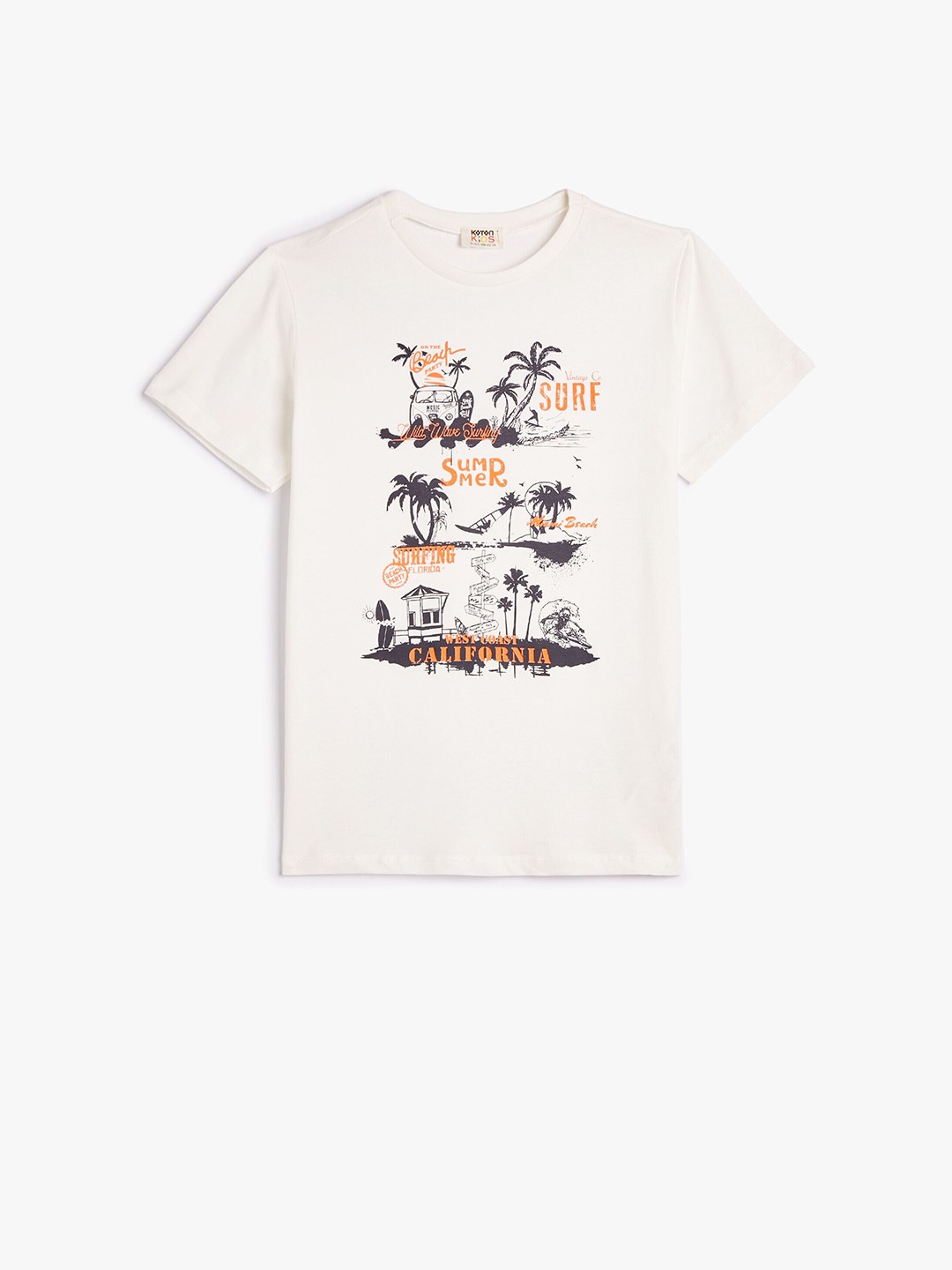 

Koton Boys Typography Printed Cotton Round Neck Short Sleeves Casual T-shirt, Beige