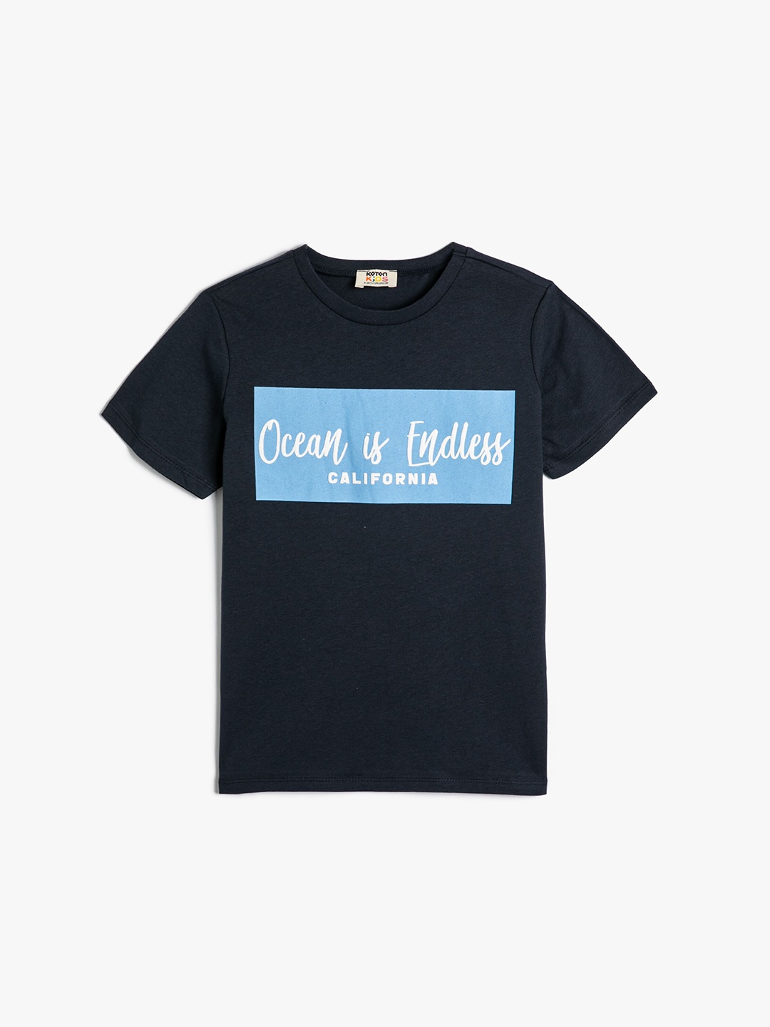 

Koton Boys Typography Printed Round Neck Cotton T-shirt, Blue