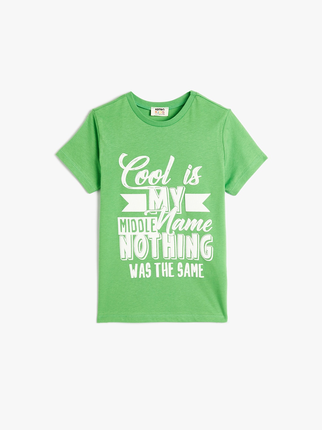 

Koton Boys Typography Printed Round Neck Short Sleeves Cotton T-shirt, Green