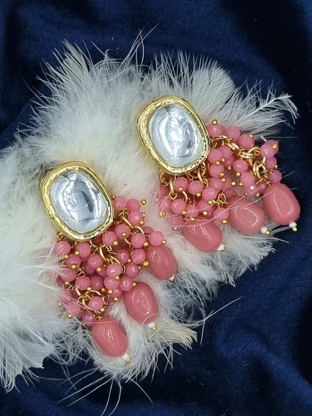 

Anouk Pink Gold-Plated Beads & Stone Studded Drop Earrings
