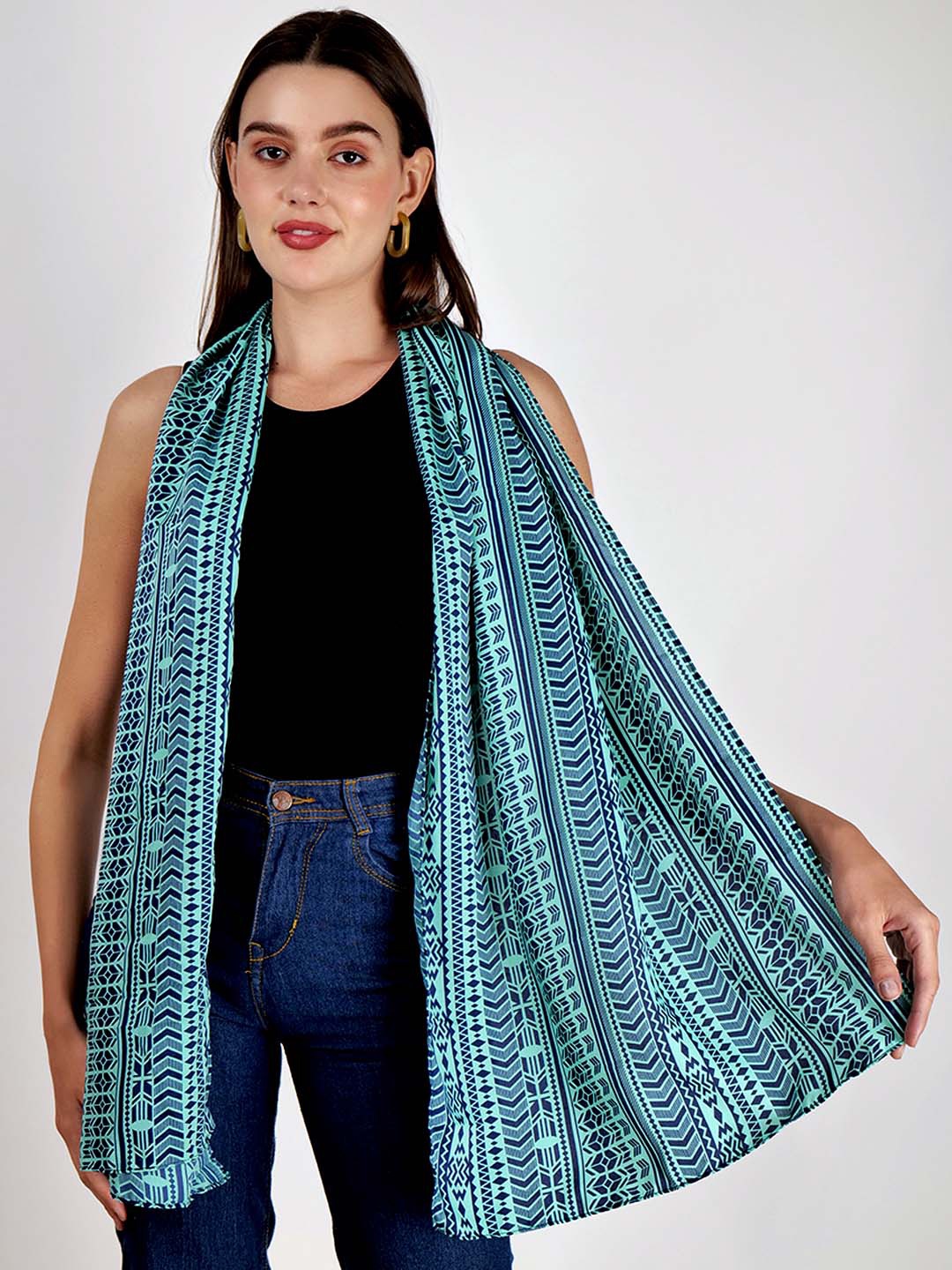 

Anouk Geometric Printed Scarf, Green