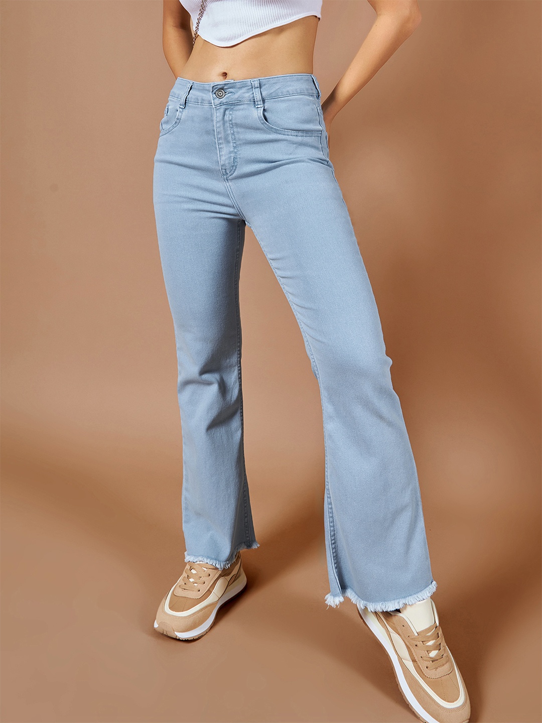 

DOLCE CRUDO Women Bootcut High-Rise Stretchable Jeans, Blue