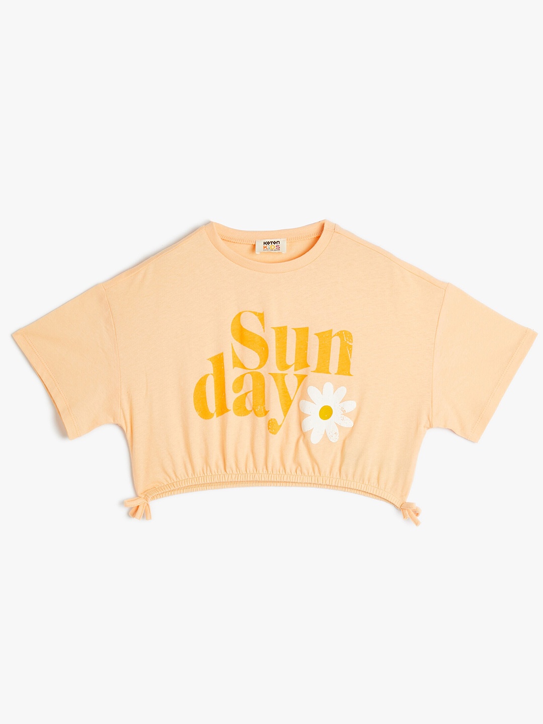 

Koton Girls Typography Printed Pure Cotton T-shirt, Orange