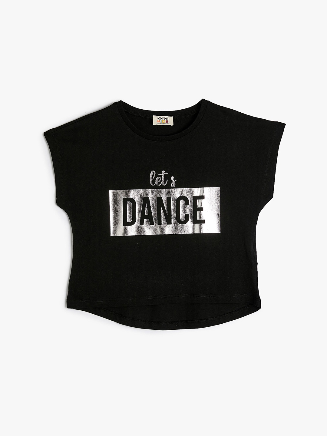 

Koton Girls Typography Printed Extended Sleeves T-shirt, Black