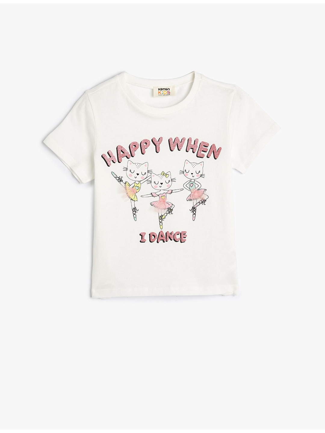 

Koton Girls Typography Printed Pure Cotton T-Shirt, Beige