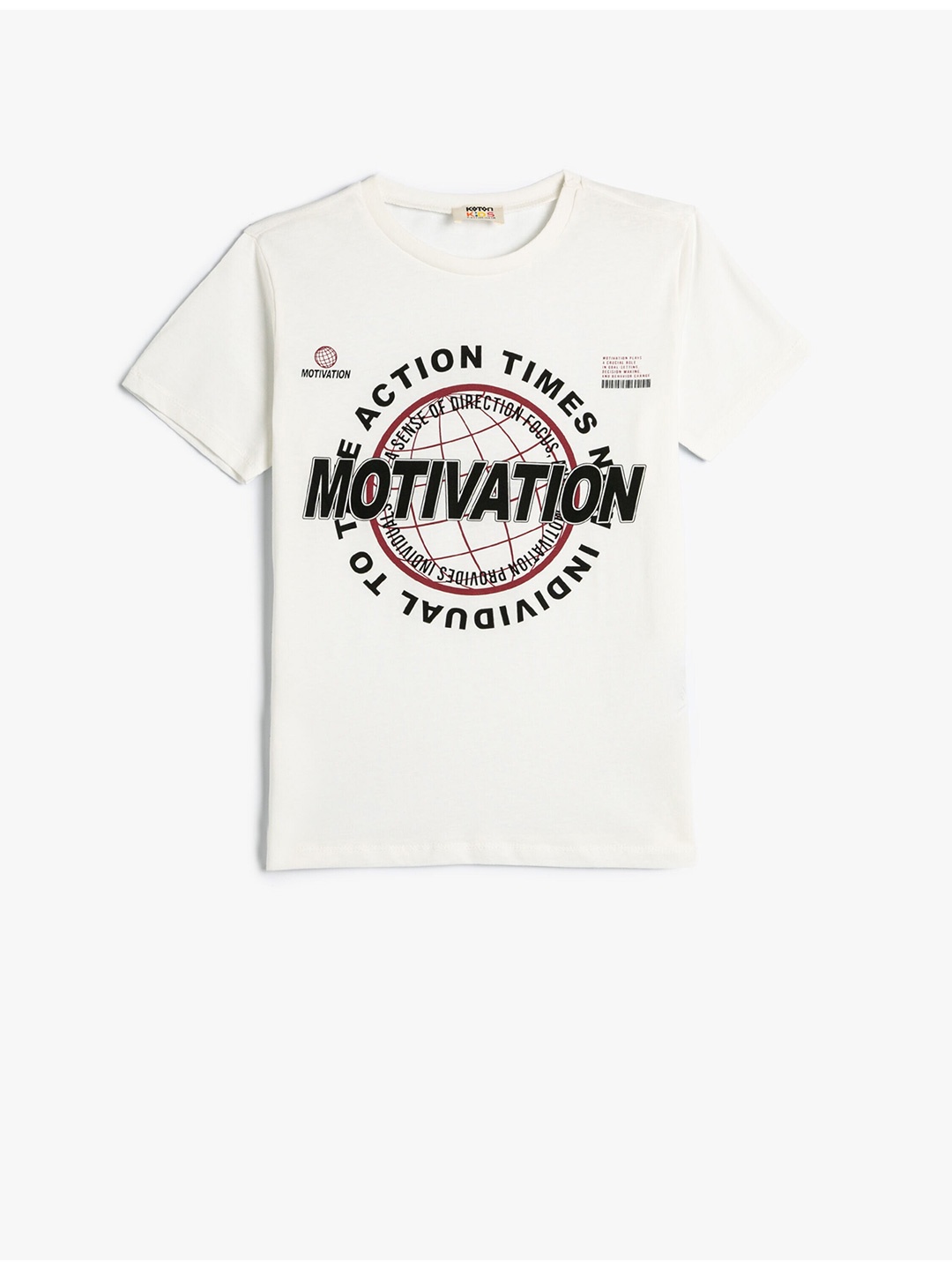 Koton Boys Round Neck Typography Printed T-shirt, White