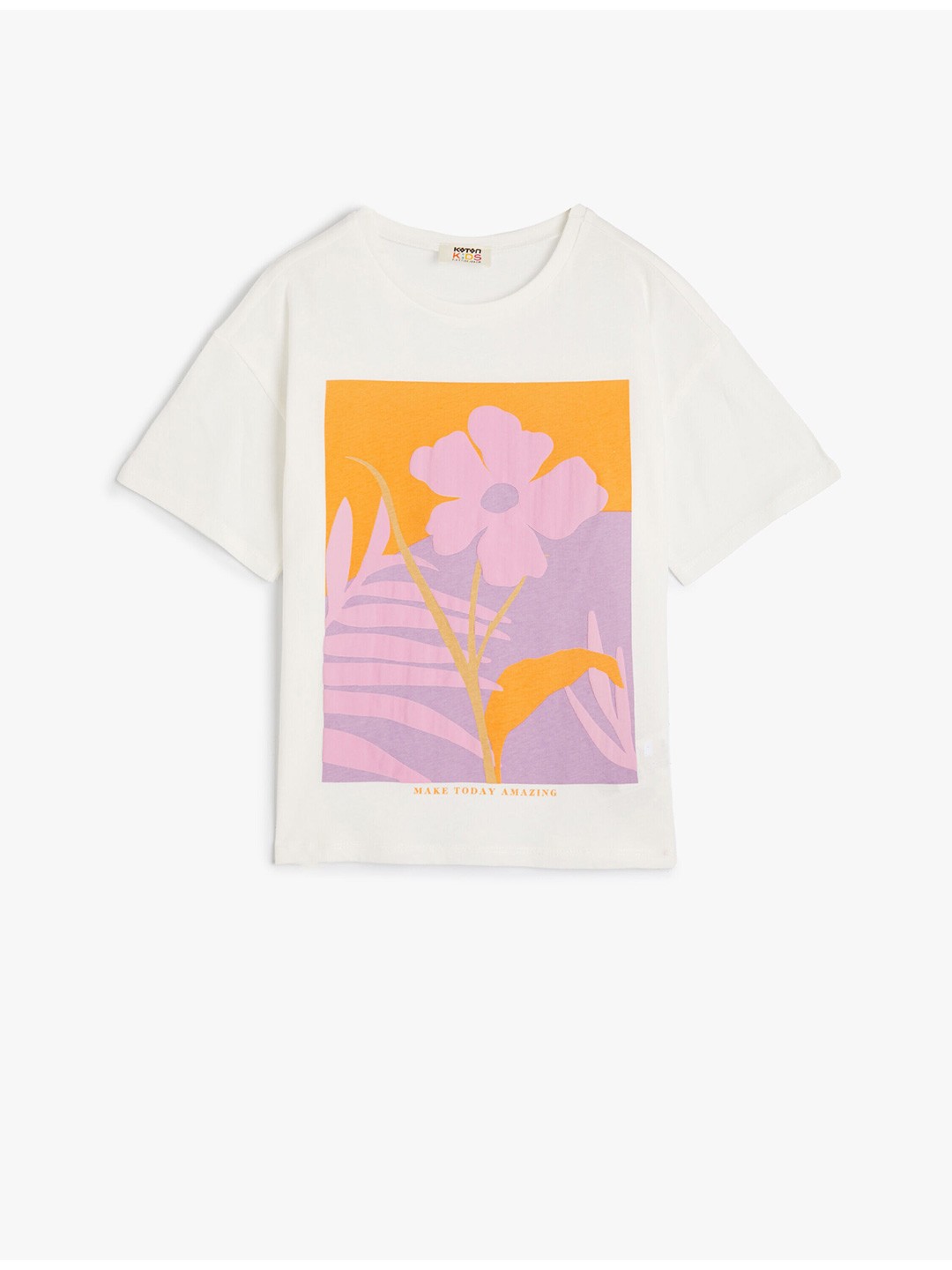 

Koton Girls Graphic Printed Cotton Casual T-shirt, White
