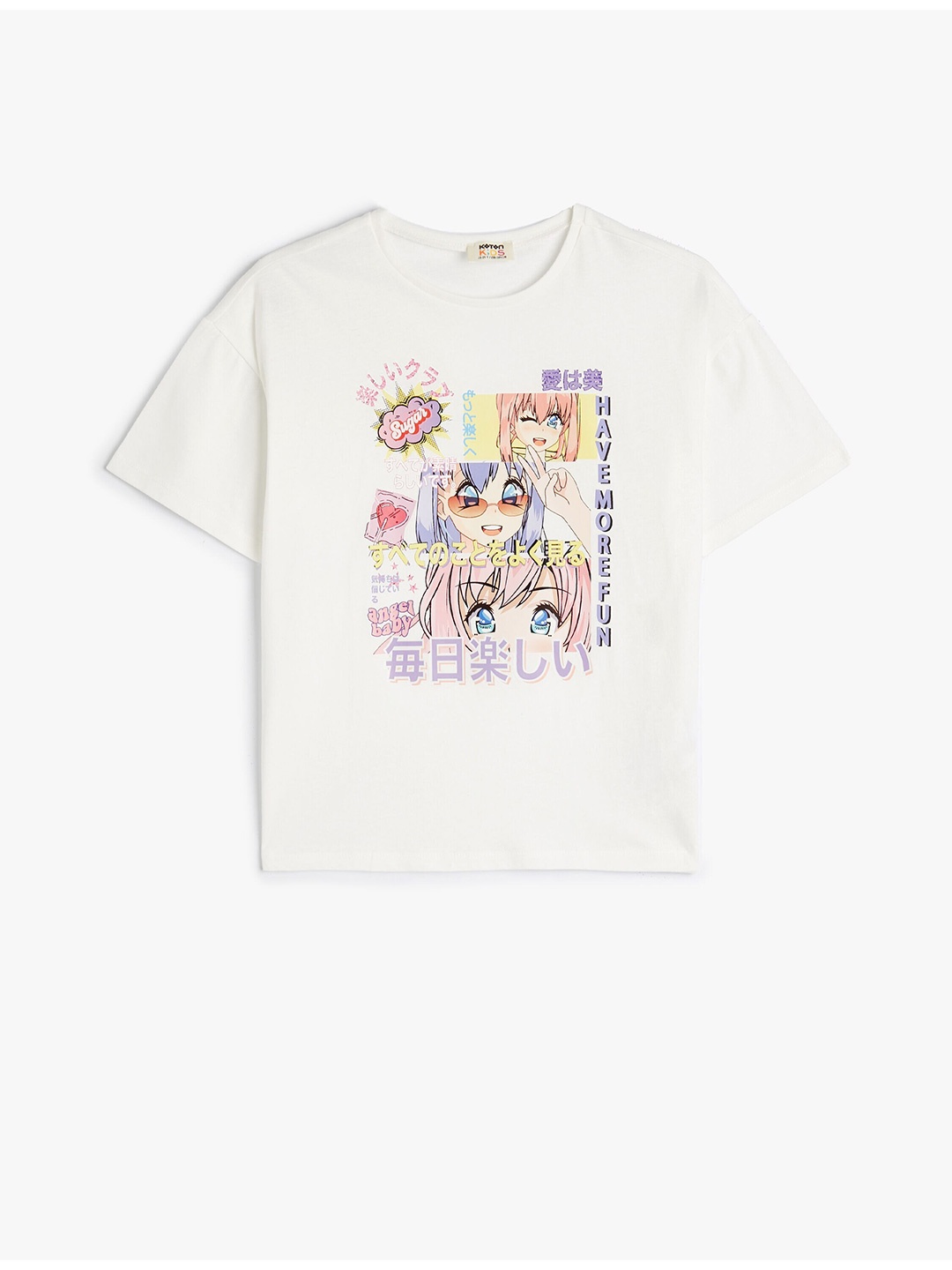 

Koton Girls Graphic Printed Cotton T-shirt, Beige