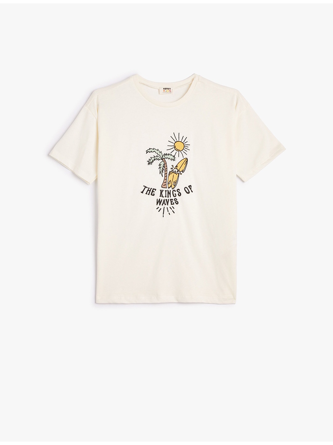 

Koton Boys Graphic Printed Cotton Regular Fit T-shirt, Beige
