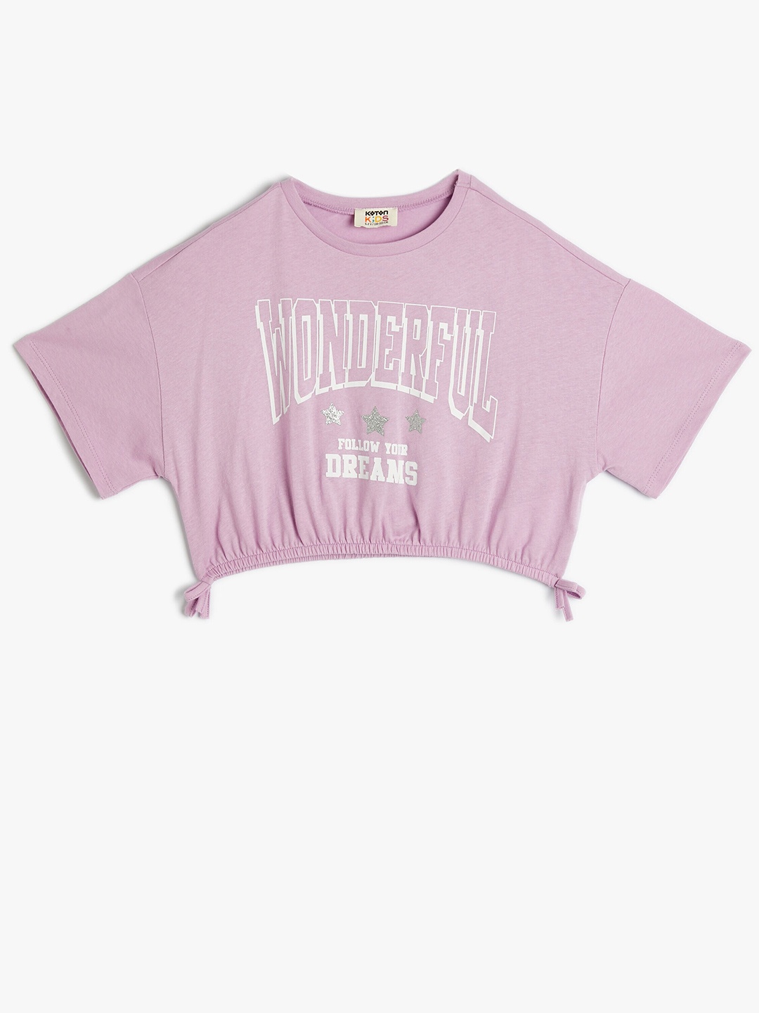 Koton Girls Typography Printed Pure Cotton T-Shirt, Pink