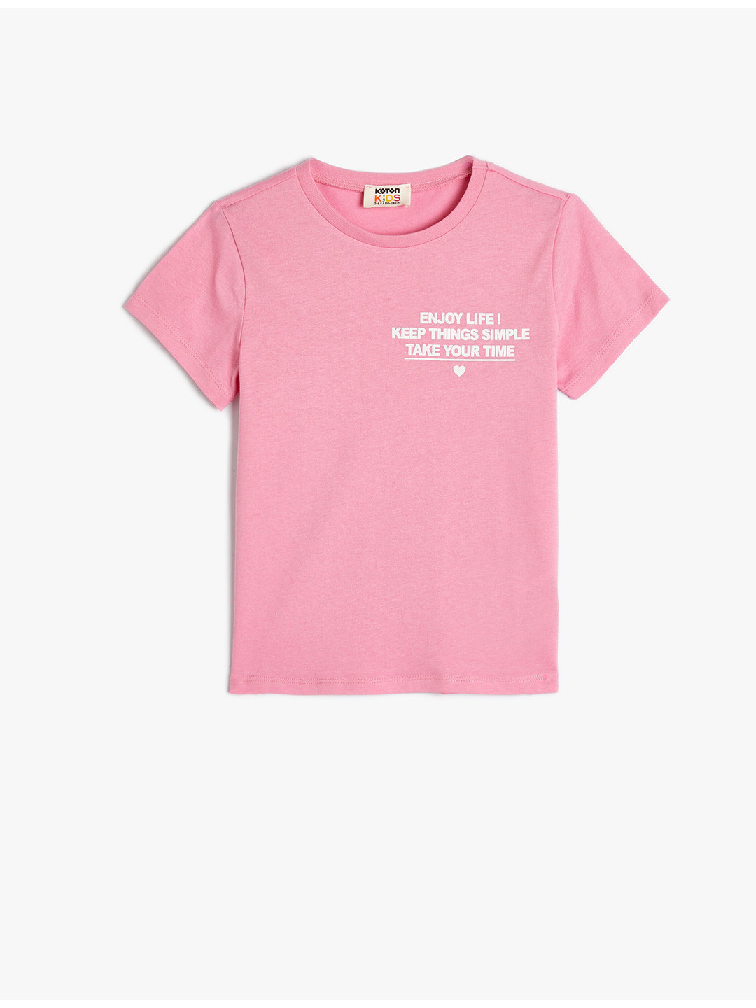 

Koton Girls Typography Printed Pure Cotton T-Shirt, Pink
