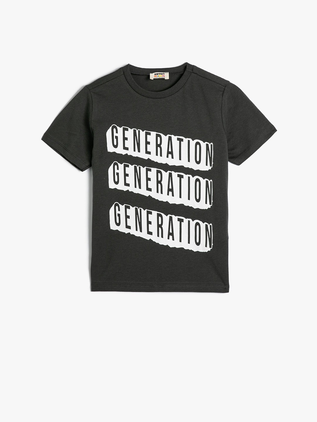 

Koton Boys Typography Printed Pure Cotton T-shirt, Grey