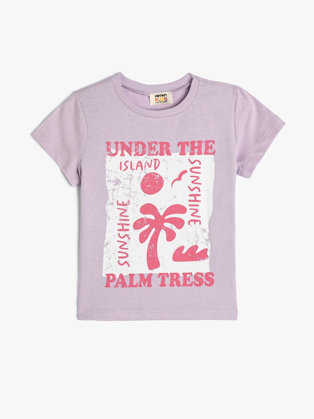 

Koton Girls Floral Printed Pure Cotton T-shirt, Purple