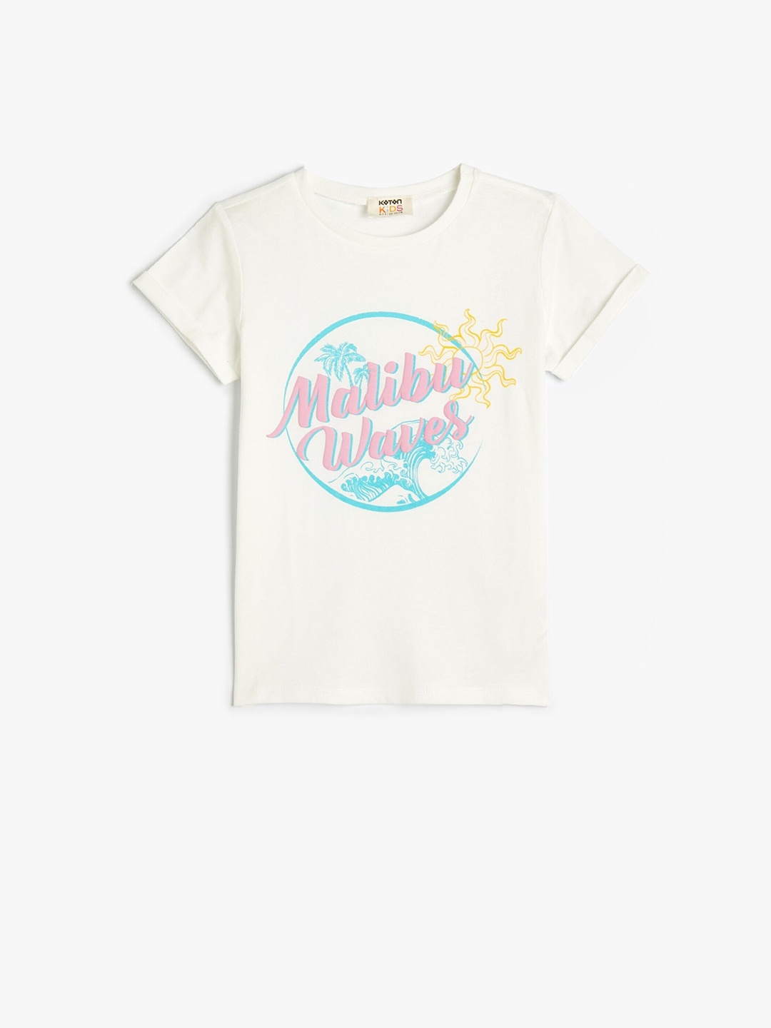 

Koton Girls Typography Printed Cotton T-shirt, Beige