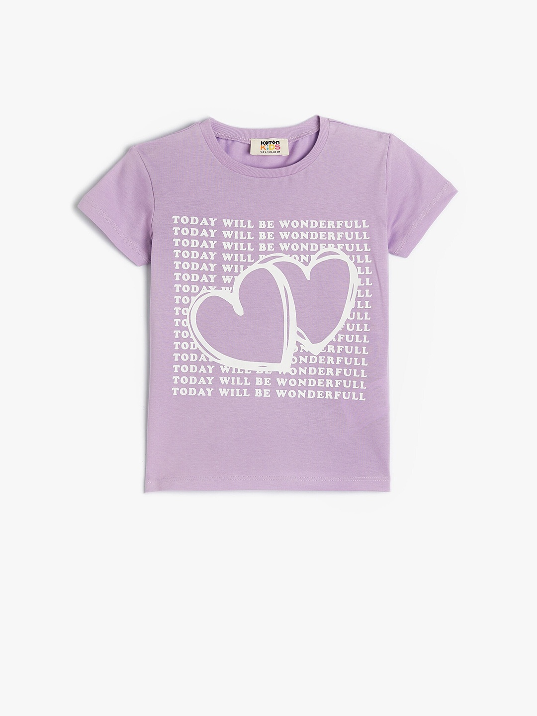 

Koton Girls Typography Printed Pure Cotton T-shirt, Purple