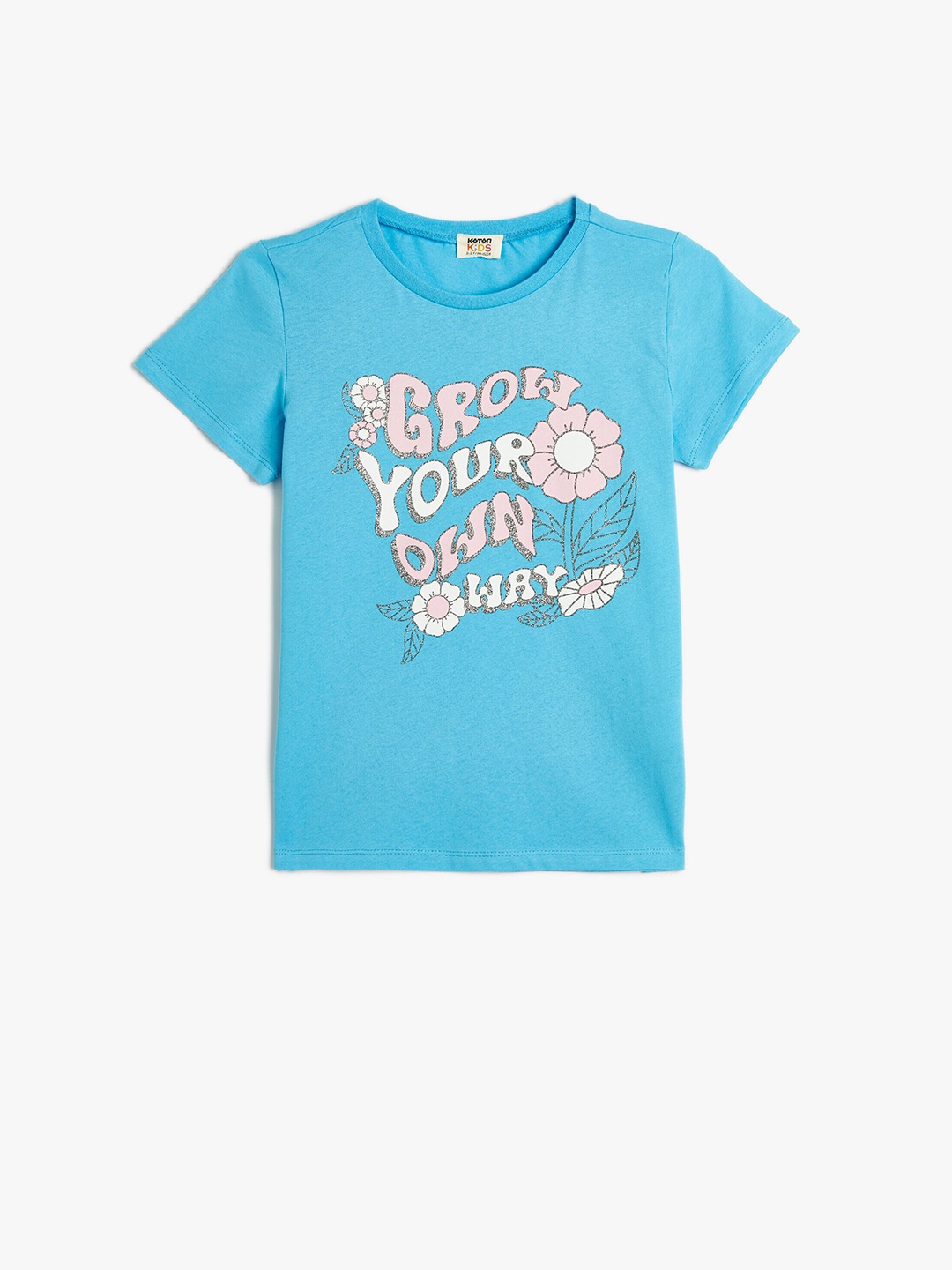 

Koton Girls Typography Printed Cotton T-shirt, Blue