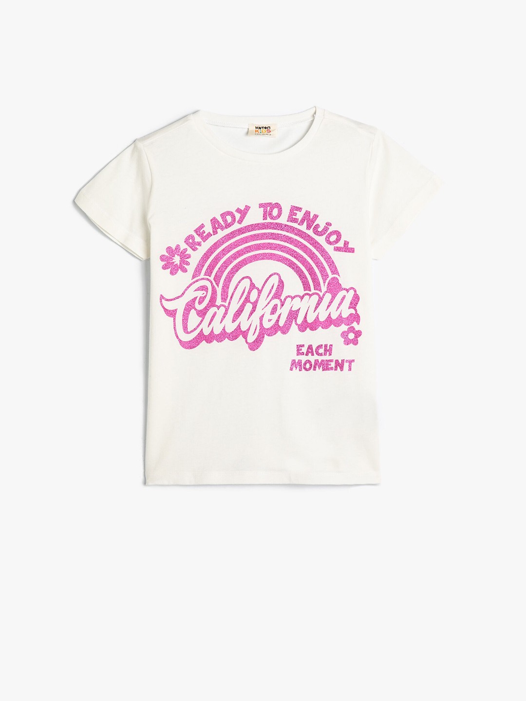 

Koton Girls Typography Printed Cotton Extended Sleeves T-shirt, Beige