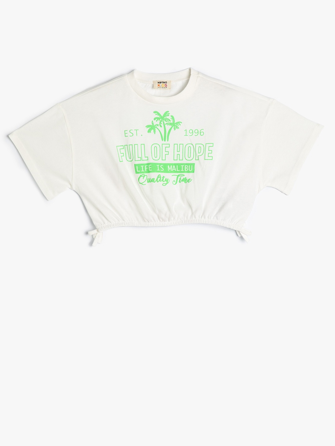 

Koton Girls Typography Printed Pure Cotton T-shirt, Beige
