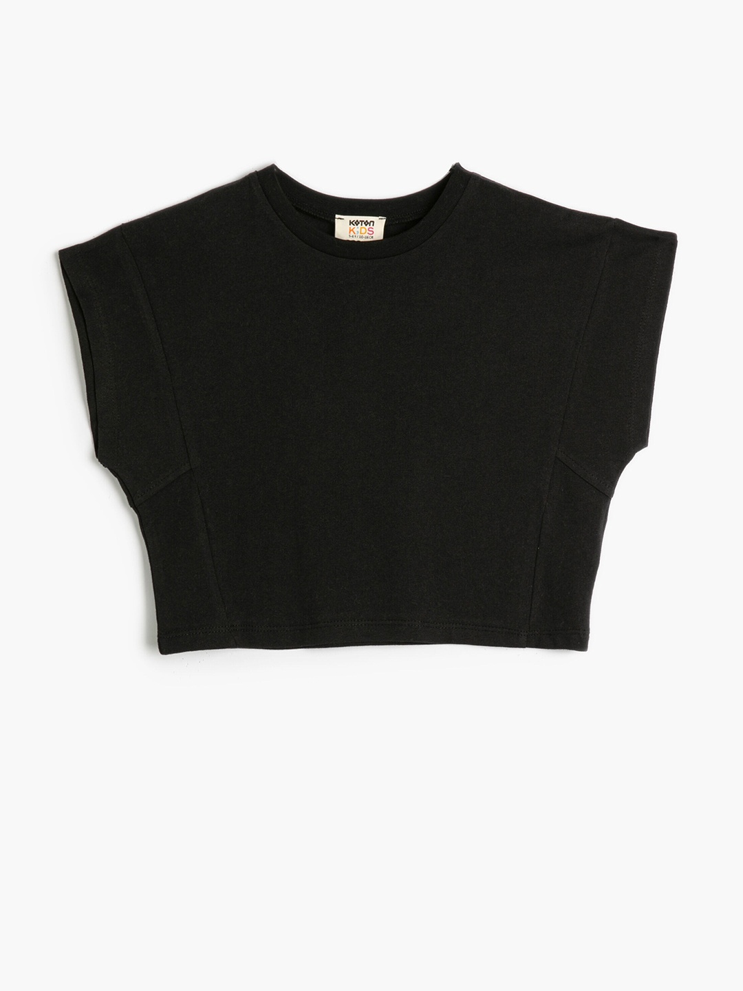 

Koton Girls Round Neck Extended Sleeves Cotton Casual T-shirt, Black