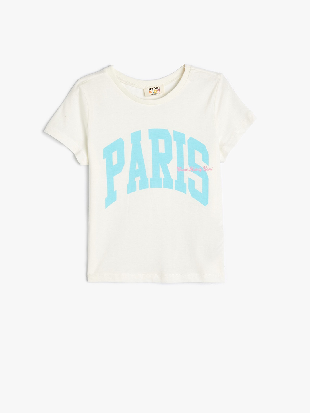 

Koton Girls Typography Printed Pure Cotton T-shirt, Beige