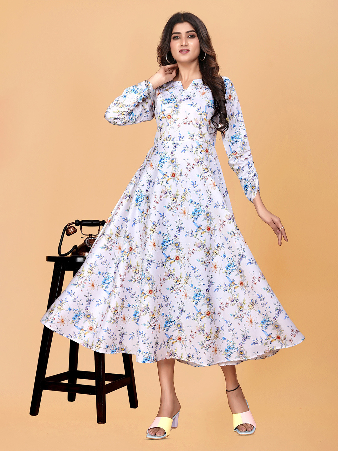 

BAESD Floral Printed Fit & Flare Midi Cotton Dress, Multi