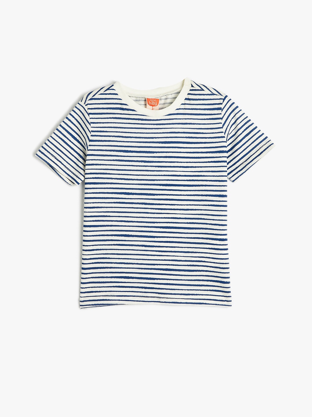 

Koton Boys Striped Round Neck Short Sleeves Cotton T-shirt, Blue