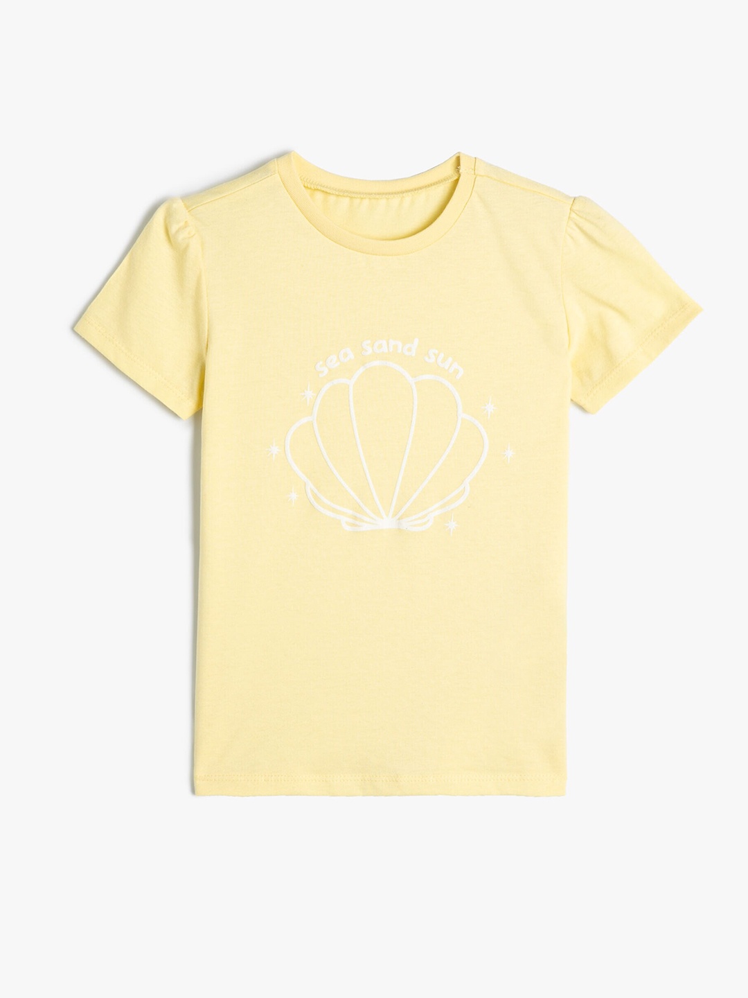 

Koton Girls Graphic Printed Cotton T-shirt, Yellow