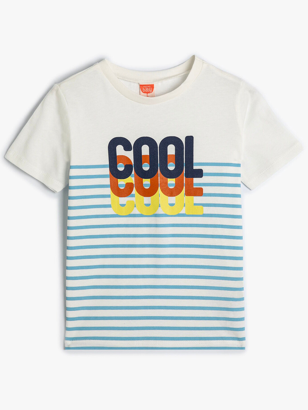 

Koton Boys Striped Round Neck Cotton T-shirt, Beige