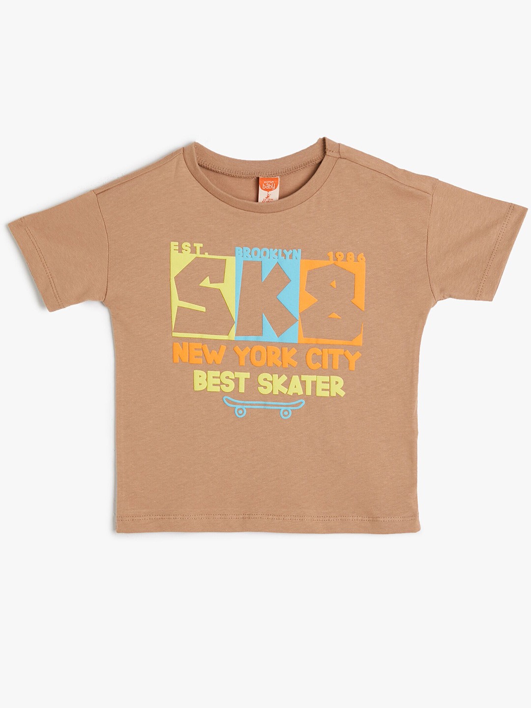 

Koton Boys Typography Printed Cotton T-shirt, Brown