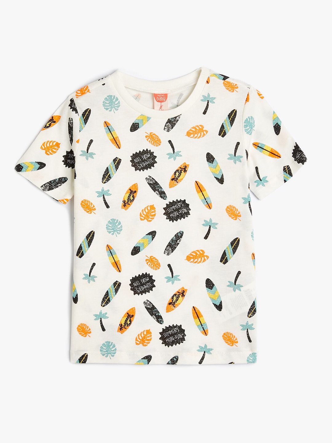 

Koton Boys Conversational Printed Round Neck Cotton T-shirt, Beige