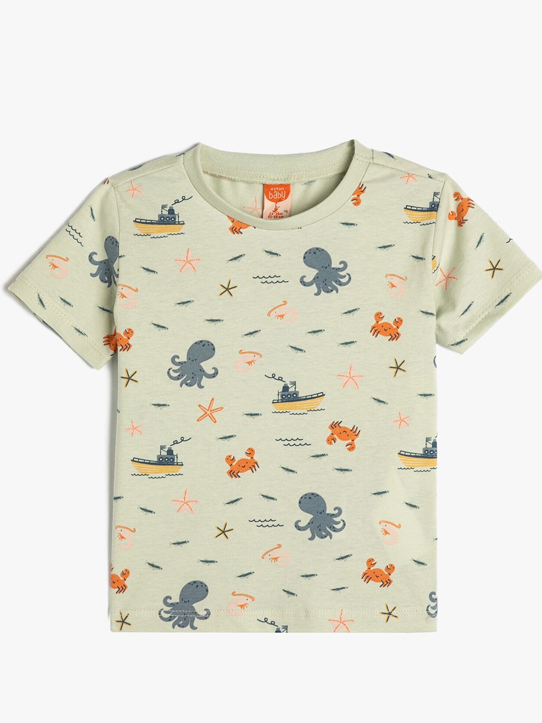 

Koton Boys Printed Cotton T-shirt, Green