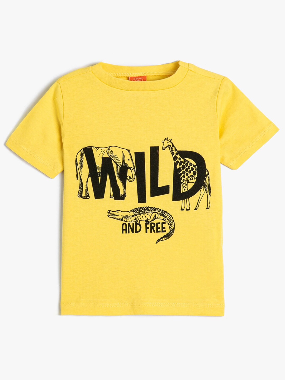 

Koton Boys Typography Printed Round Neck Short Sleeves Cotton T-shirt, Yellow