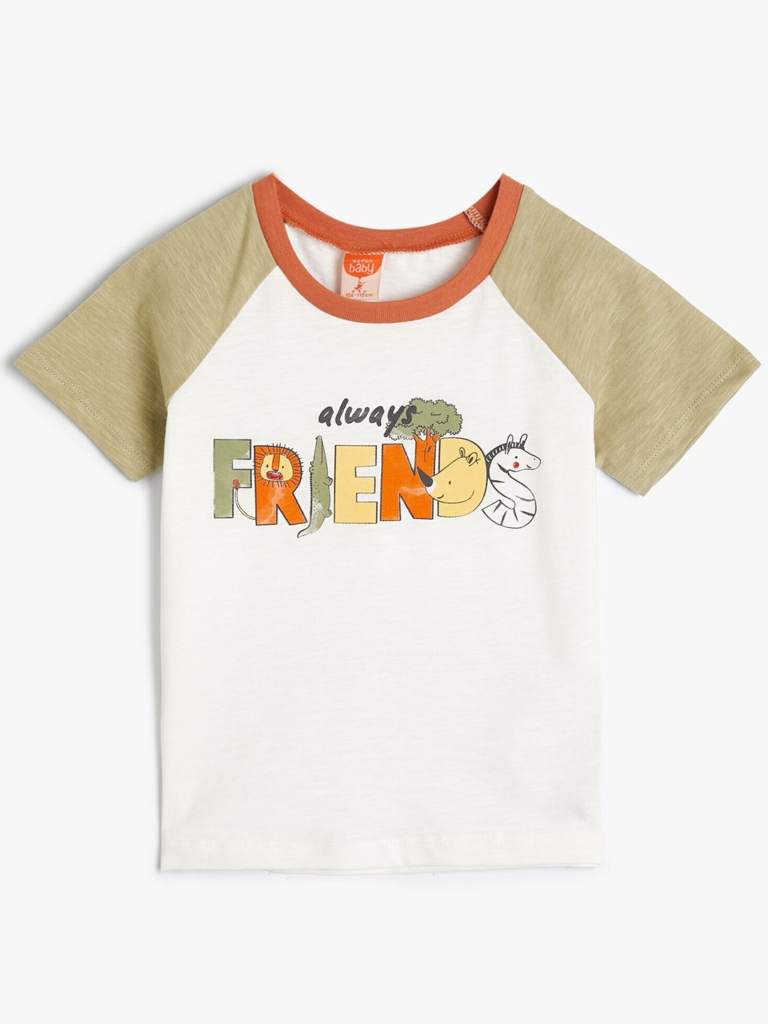 

Koton Boys Typography Printed Round Neck Short Sleeves Cotton T-shirt, Beige