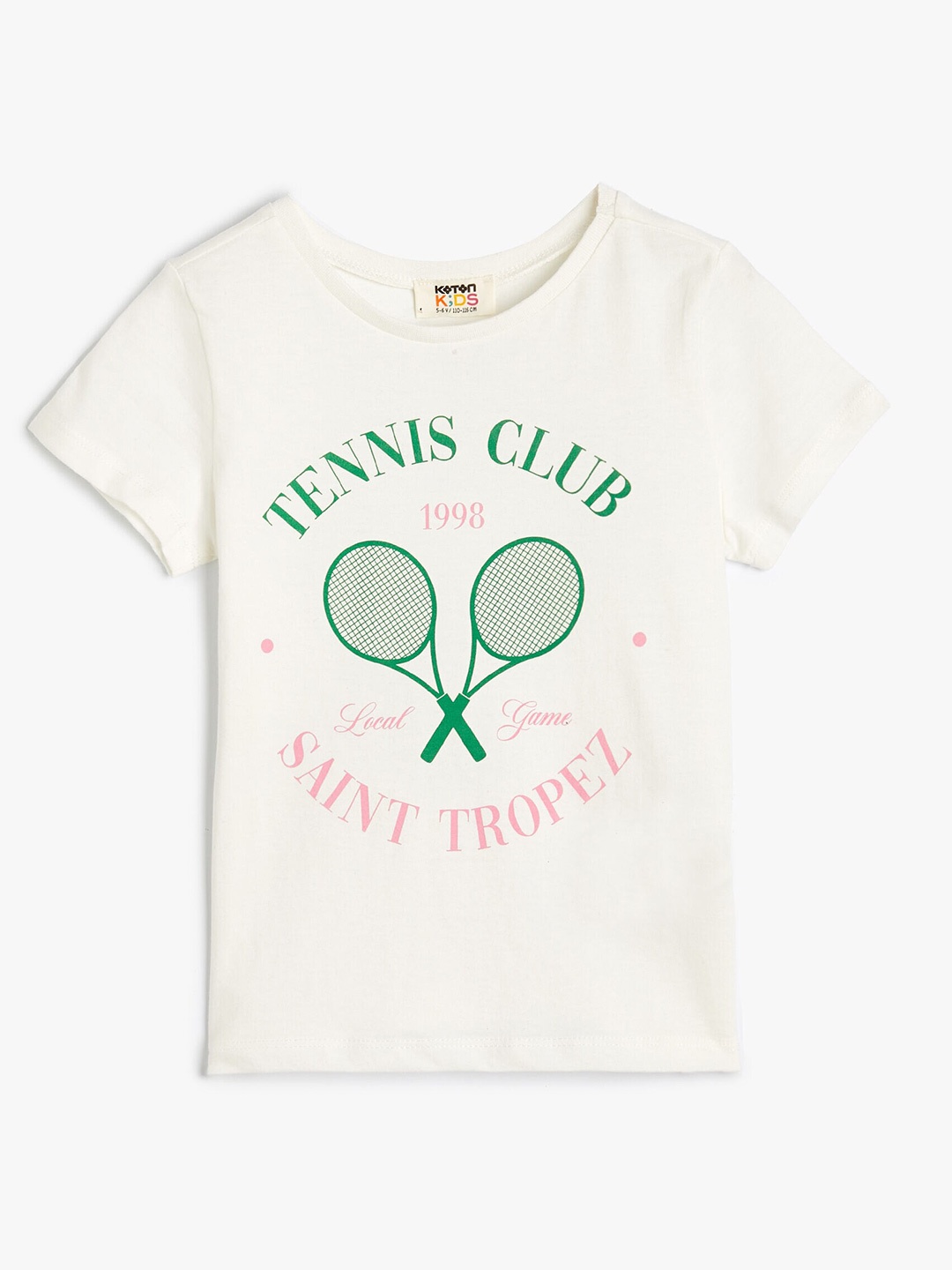

Koton Girls Typography Printed Cotton T-shirt, Beige