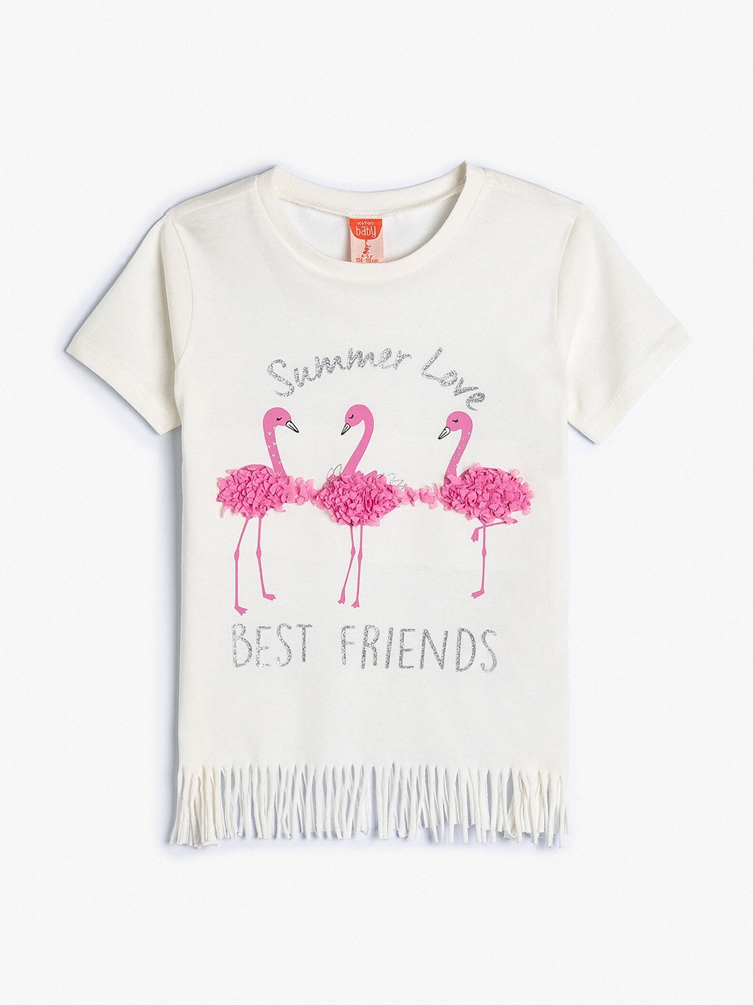 

Koton Girls Graphic Printed Round Neck Cotton Casual T-shirt, Beige