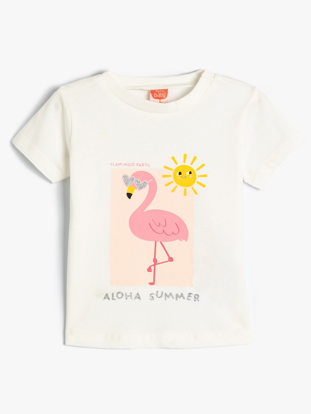

Koton Girls Graphic Printed Round Neck Cotton Casual T-shirt, Beige