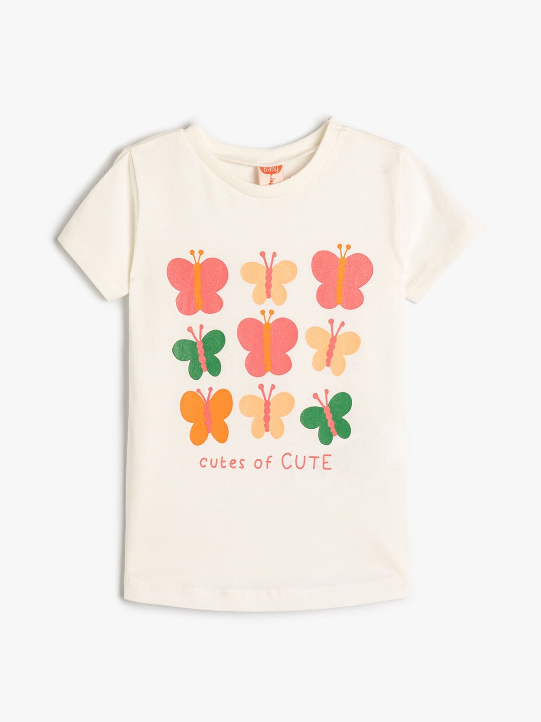 

Koton Girls Floral Printed Cotton T-shirt, Beige