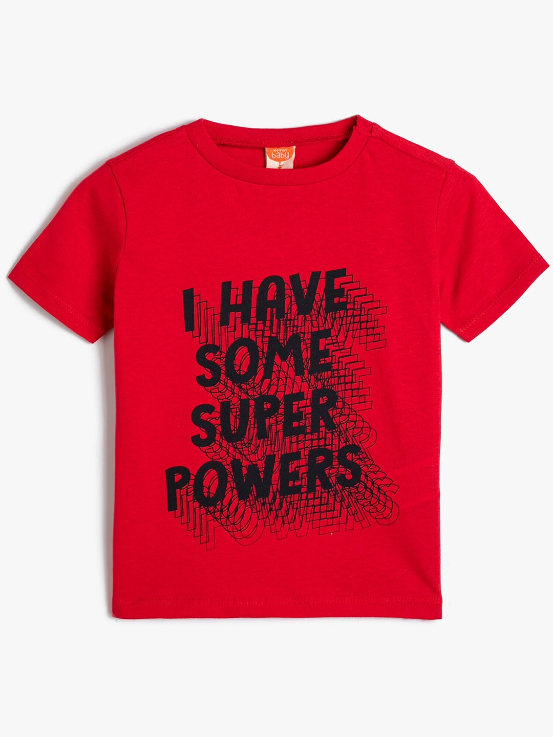 Koton Boys Typography Printed Cotton T-shirt, Red