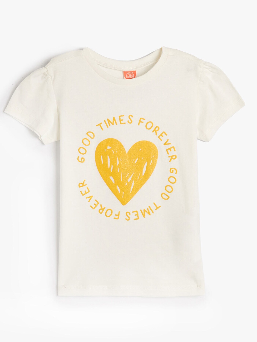

Koton Girls Round Neck Typography Printed Cotton T-shirt, White