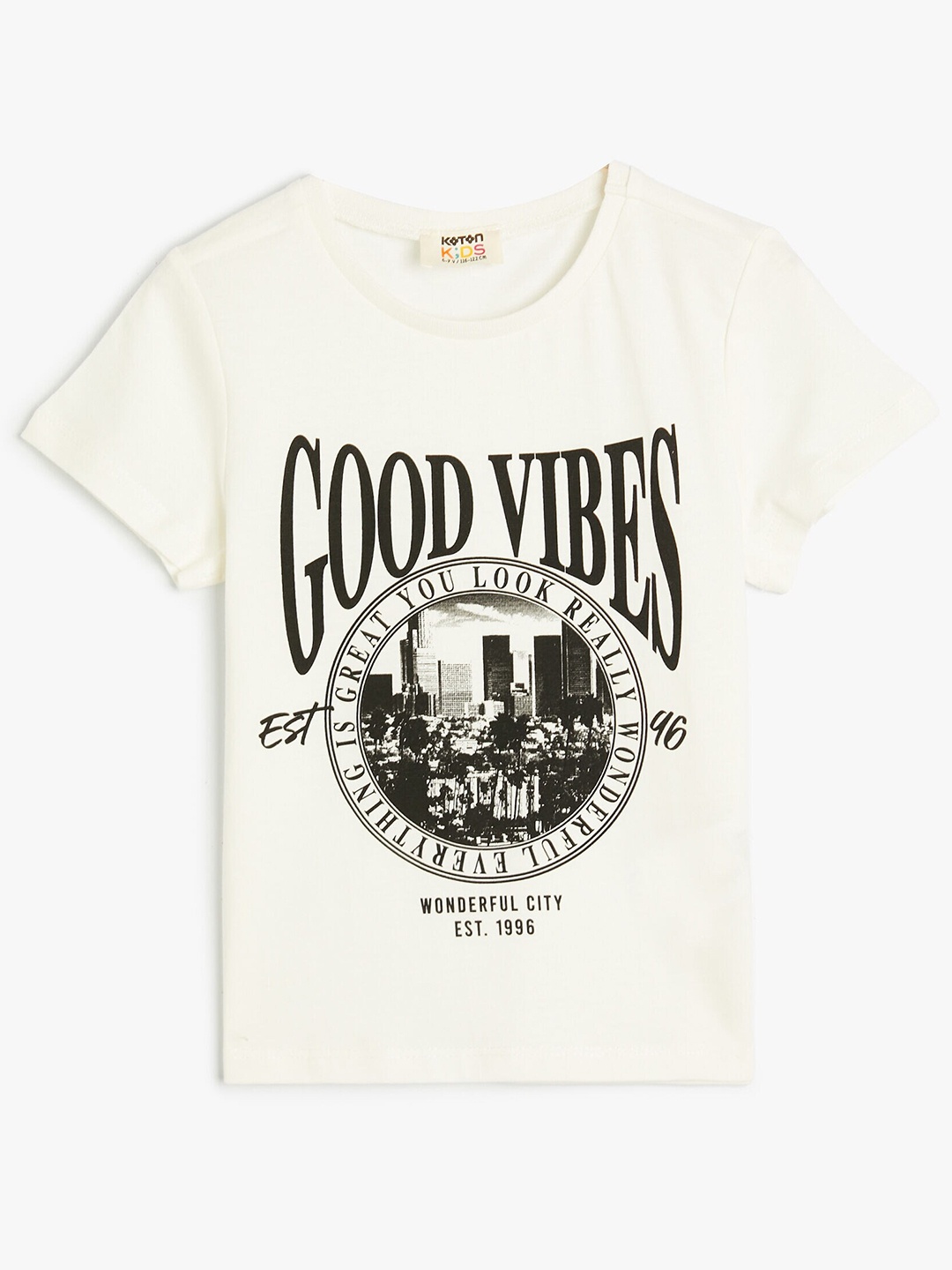 

Koton Girls Typography Printed Cotton T-shirt, Beige