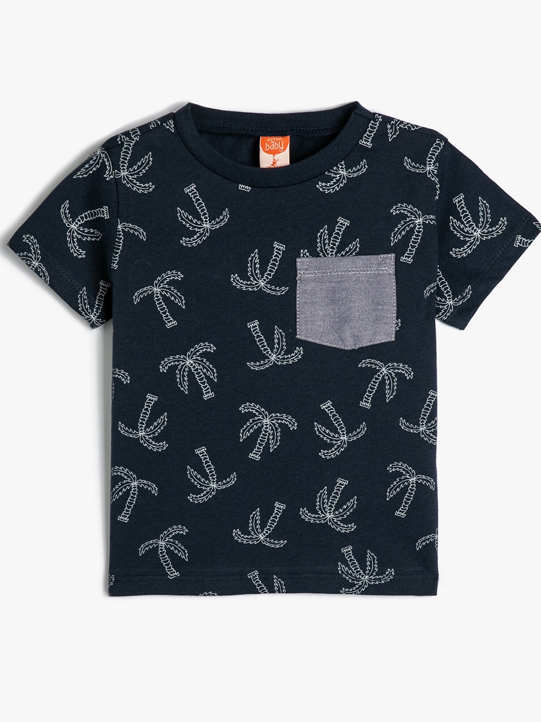 

Koton Boys Floral Printed Round Neck Cotton T-shirt, Blue
