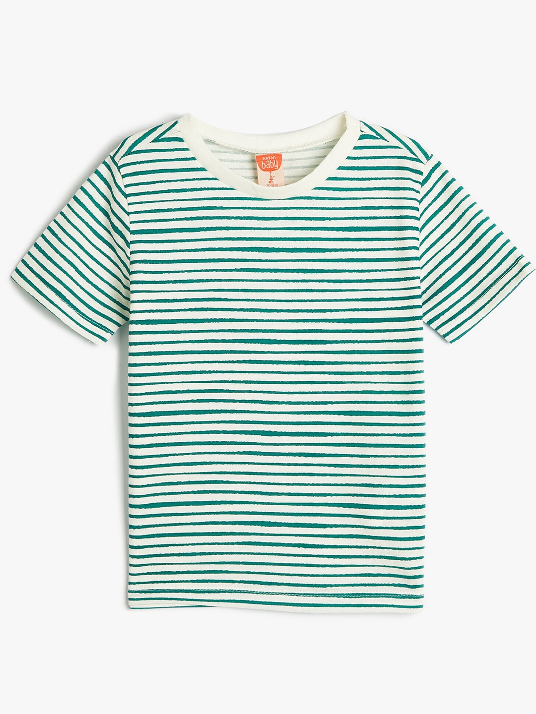 

Koton Boys Striped Printed Pure Cotton Casual T-shirt, Green