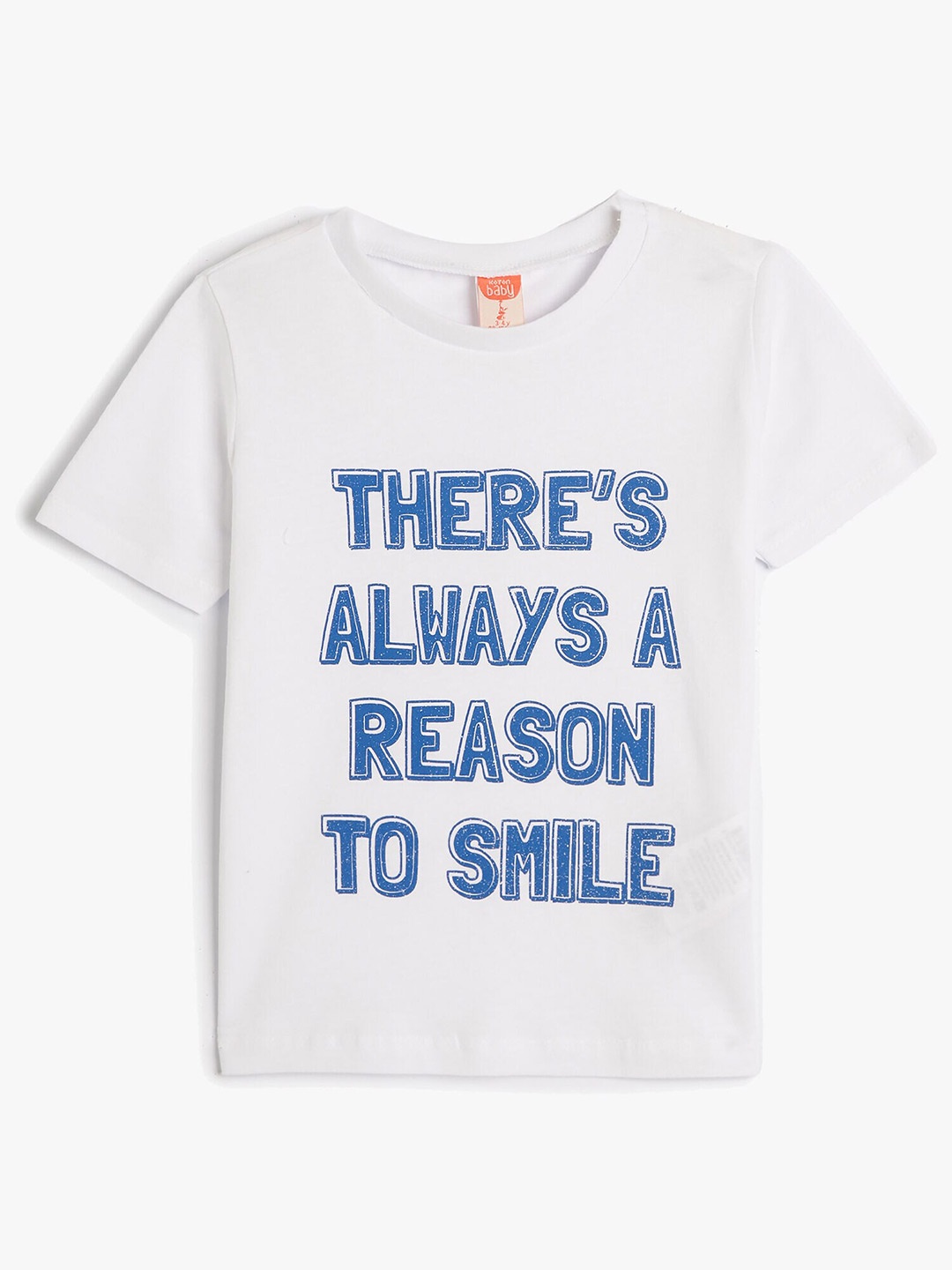 Koton Boys Typography Printed Cotton T-shirt, White