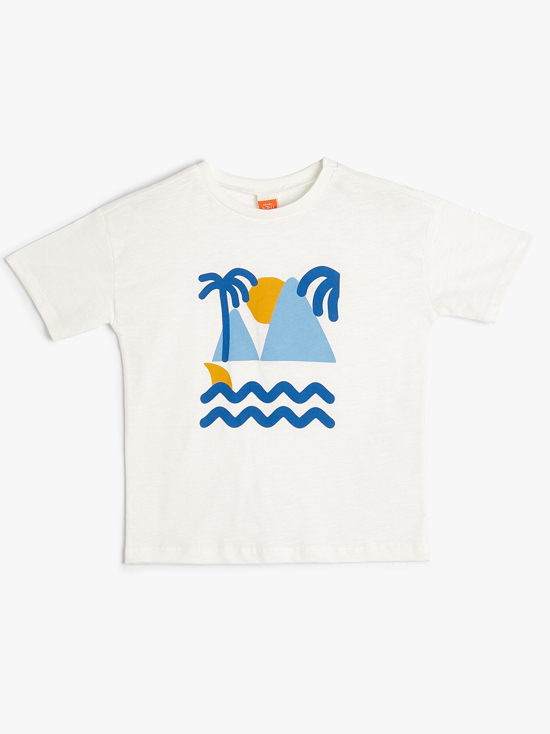 Koton Boys Typography Printed Cotton T-shirt, Beige